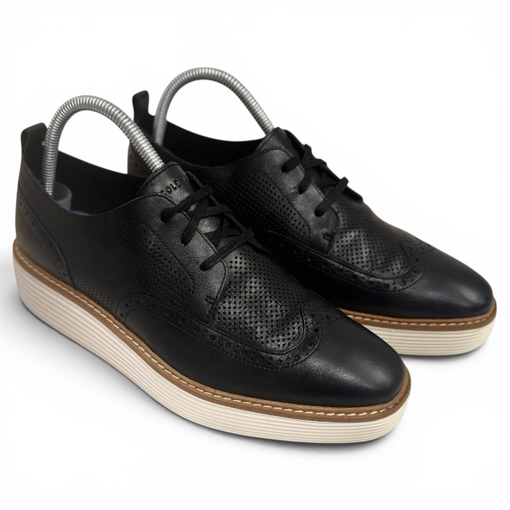 Cole Haan Øriginal Grand Black Platform Wingtip Oxford Shoes Womens Sz 9 B Nice!